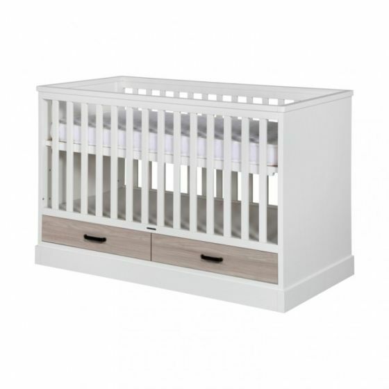 cot bed white and oak