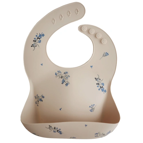 Mushie Silicone Bib - Lilac Flowers