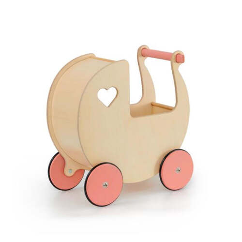 Moover Classic Dolls Pram - Natural + Pink