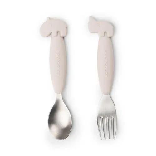 Done By Deer Easy-Grip Spoon 2 Piece Set - Deer Friends Sand