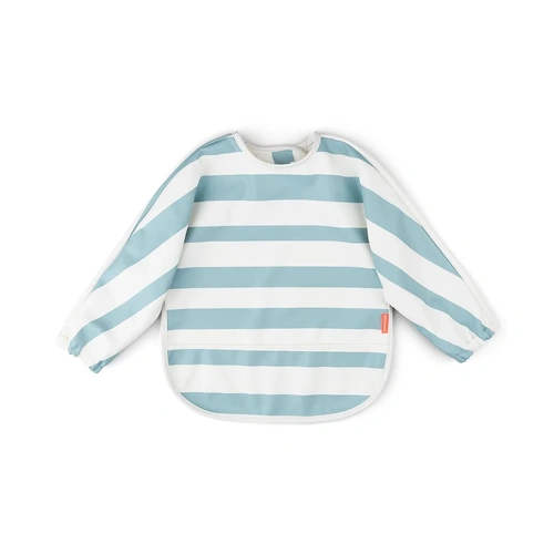 Done By Deer Sleeved Pocket Bib - Stripe Blue