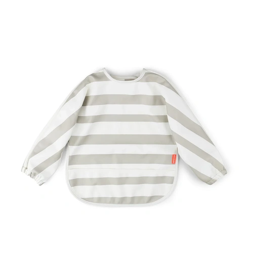 Done By Deer Sleeved Pocket Bib - Stripe Sand