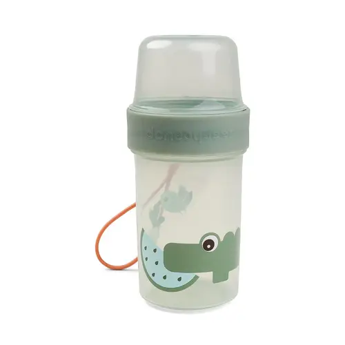 Done By Deer To Go 2-Way Snack Container - Croco Green