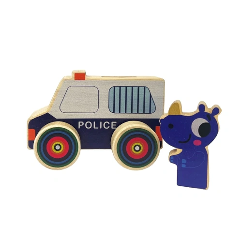 Wooden Wheelie Animal Emergency Vehicle - Police