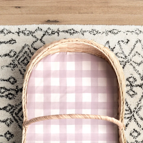 Small Bassinet Waterproof Sheet - Pink Gingham