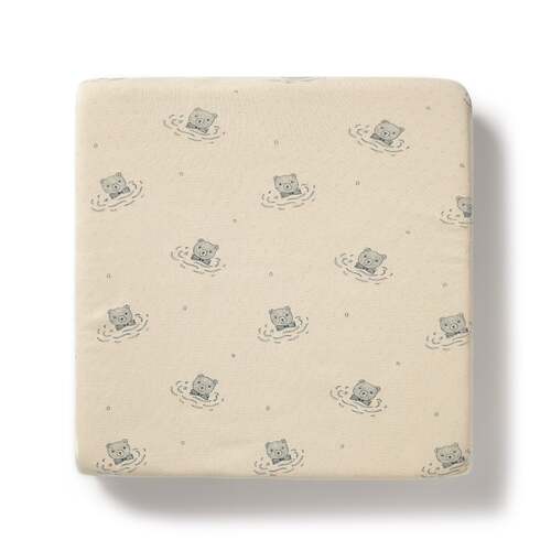 Organic Pointelle Cot Sheet - Little Bear