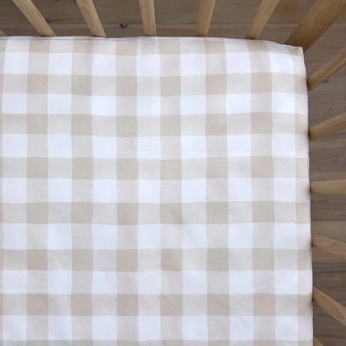 Cot Waterproof Sheet - Latte Gingham