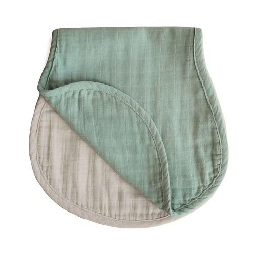 Mushie Burp Cloths 2 Pack - Roman Green + Fog