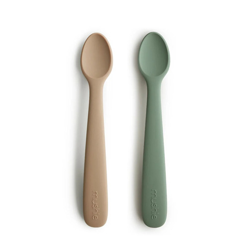 Mushie Silicone Baby Feeding Spoons - Dried Thyme/Natural