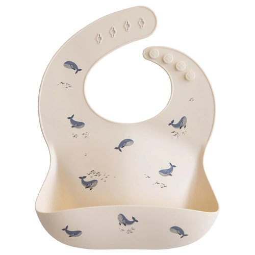 Mushie Silicone Bib - Whales