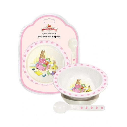 Bunnykins Suction Bowl And Spoon - Sweethearts Pink