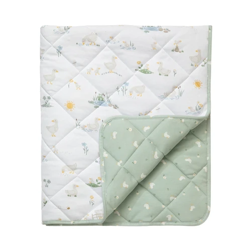 Reversible Organic Jersey Quilted Cot Comforter- Goosey Goosey