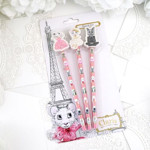 Claris The Mouse Pencil Set With Eraser Toppers