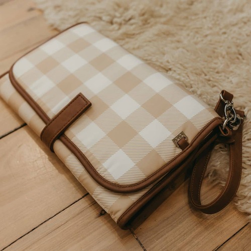 OiOi Nappy Change Mat Clutch - Gingham Beige