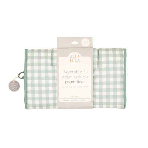 Reversible And Water Resistant Pram Liner - Gingham Sage