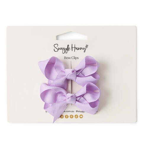 Piggy Tail Bow Clips - Soft Violet