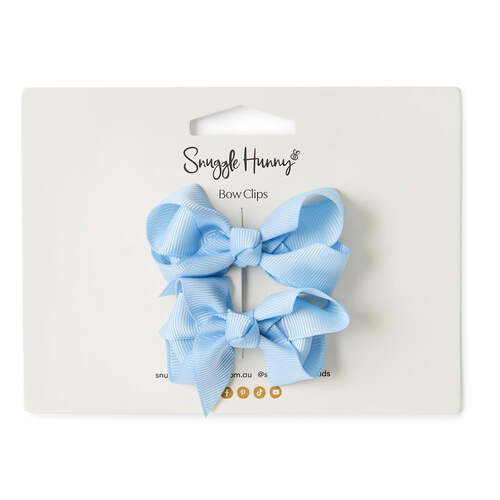 Piggy Tail Bow Clips - Baby Blue