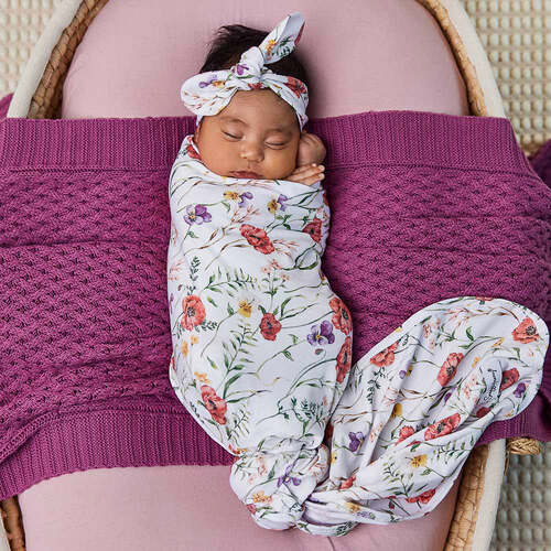 Baby Jersey Wrap & Topknot Set - Meadow