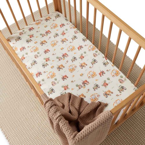 Fitted Organic Cot Sheet - Diggers