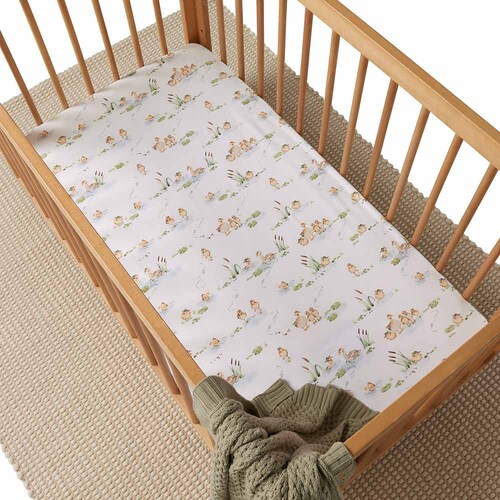 Fitted Organic Cot Sheet - Duck Pond