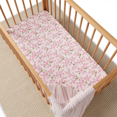 Fitted Organic Cot Sheet - Cherry Blossom