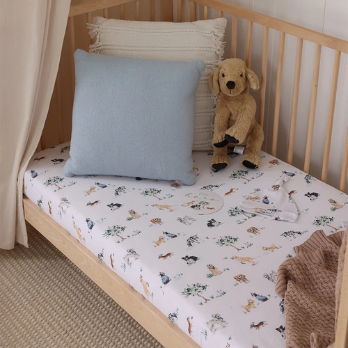 Fitted Organic Cot Sheet - Dog Park