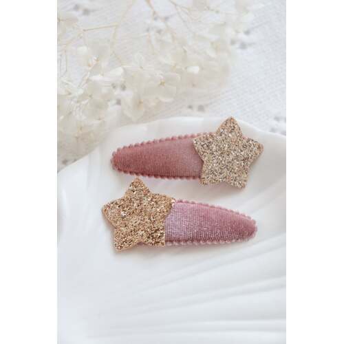 Pink Velvet Star Clips