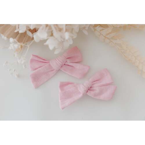 Cotton Bow Clips - Baby pink
