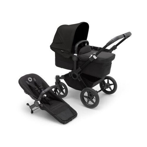 Bugaboo Donkey 5 Mono Pram And Turtle Capsule + Base Travel System Combo [Colour: Donkey 5 Mono - Black/Midnight Black]