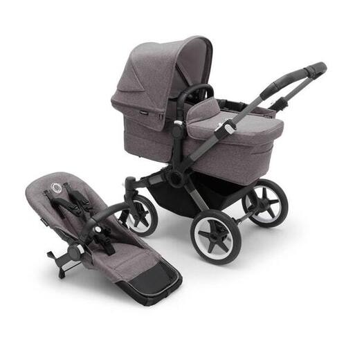 Bugaboo Donkey 5 Mono Pram And Turtle Capsule + Base Travel System Combo [Colour: Donkey 5 Mono - Graphite/Grey Melange ]