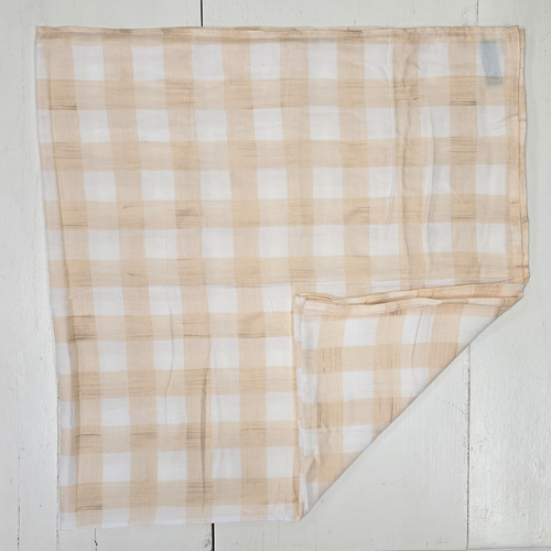 Muslin Baby Wrap - Apricot Check