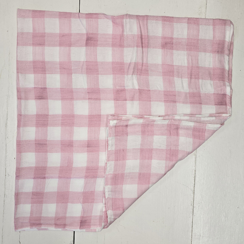 Muslin Baby Wrap - Baby Pink Check