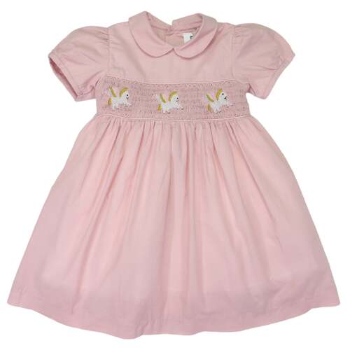 Unicorn Smocked Dress - Dusty Pink