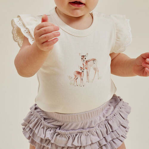 Fawn Print Flutter Onesie - Natural