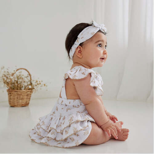 Sable Floral Muslin Playsuit - White