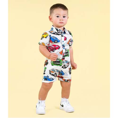 Rock Your Baby Cars Baby Shirt Romper - Cream