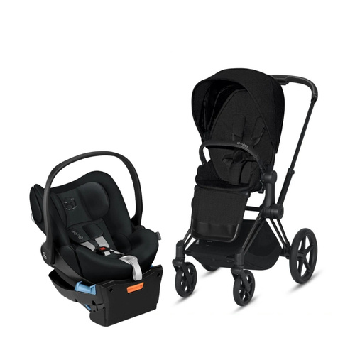 Cybex Priam Pram, Lux Carry Cot + Cloud Q Capsule And Base - Black Matt Frame