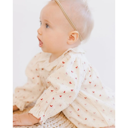 Quincy Mae Organic Callie Romper - Heart Ditsy