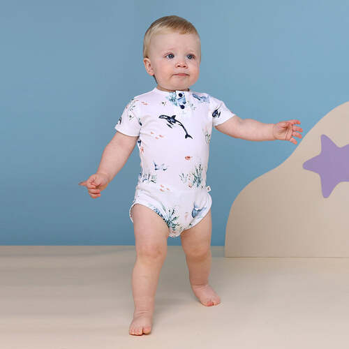 Short Sleeve Bodysuit - Ocean White