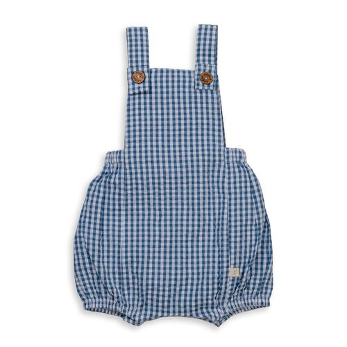 Overall With Tee - Blue Gingham + White