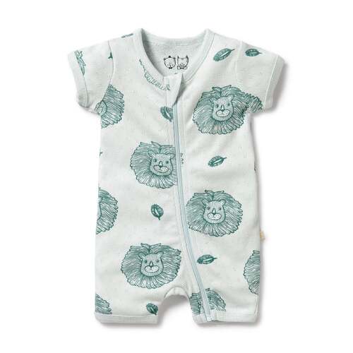 Organic Pointelle Boyleg Zipsuit - Little Lion