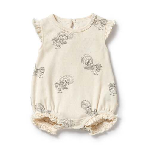 Organic Pointelle Ruffle Growsuit - Little Fantail