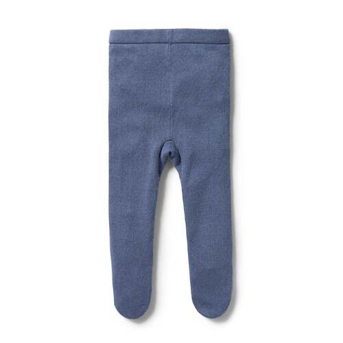 Knitted Leggings With Feet - Blue Depths