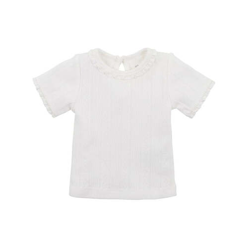 Pointelle Short Sleeve Tee - Cloud