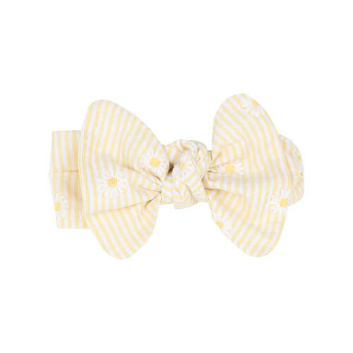 Tillie Emb Daisy Headband - Lemon Stripe