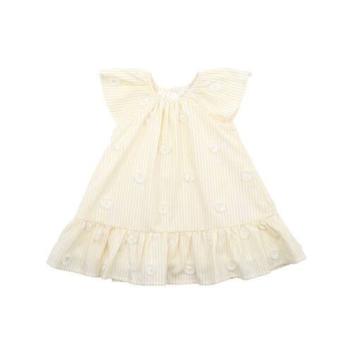 Tillie Emb Daisy Dress - Lemon Stripe