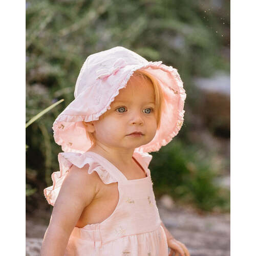 Florence Embroidered Sunhat - Mid Pink