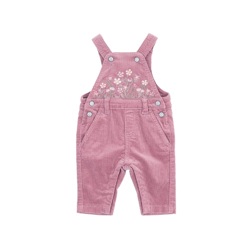 Flossy Embroidered Cord Overalls - Heather