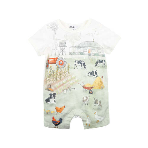 Chester Farm Short Sleeve Romper - Cloud