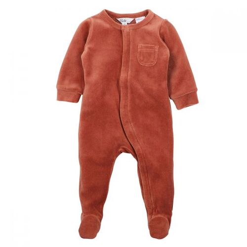 Tate Velour Onesie - Brick